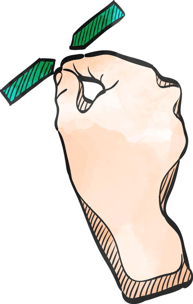 Finger gesture icon in watercolor style. vector