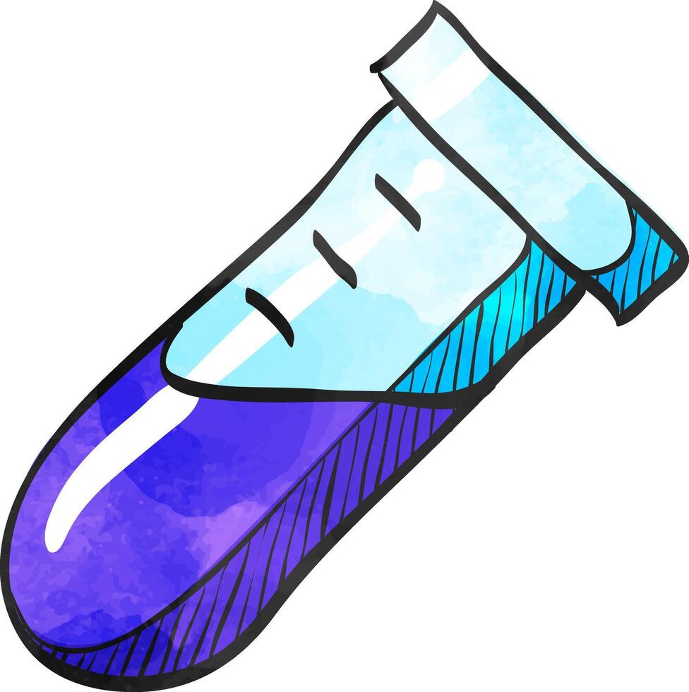 Test tube icon in watercolor style. vector
