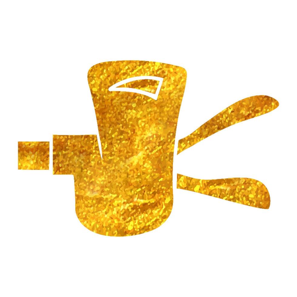 Hand drawn Bicycle shifter icon in gold foil texture vector illustration