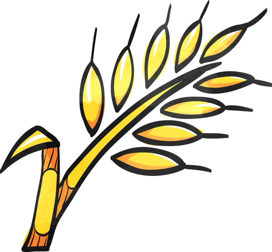 Wheat icon in color drawing. Cereal seeds baking gluten harvest vector