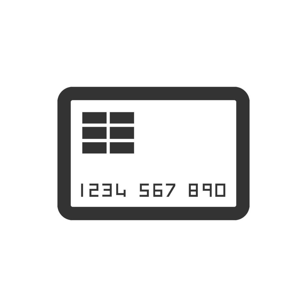 Credit card icon in thick outline style. Black and white monochrome vector illustration.