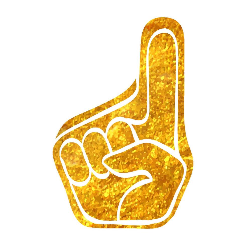 Hand drawn Foam glove icon in gold foil texture vector illustration