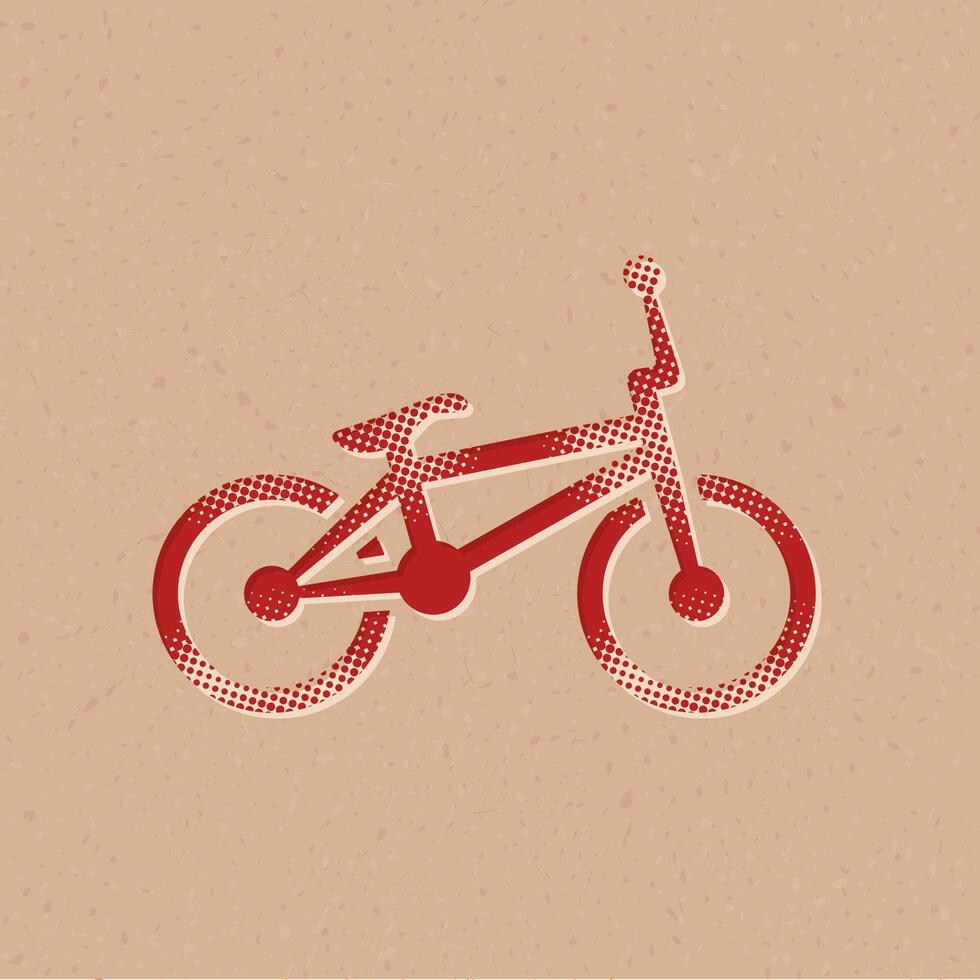 bmx bicicleta trama de semitonos estilo icono con grunge antecedentes vector ilustración