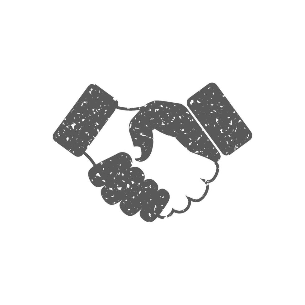 Handshake icon in grunge texture vector illustration