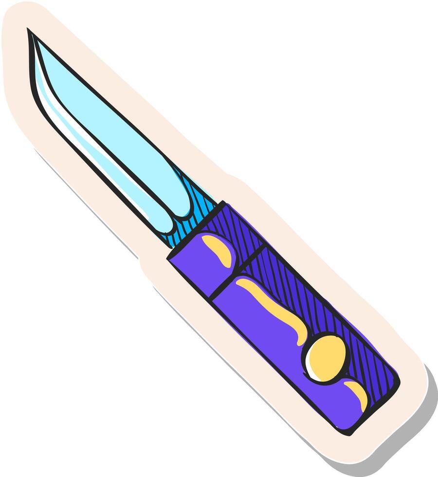 Hand drawn Knife icon in sticker style vector illustration