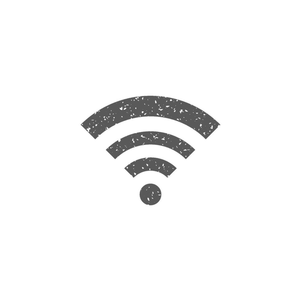 WiFi symbol icon in grunge texture vector illustration