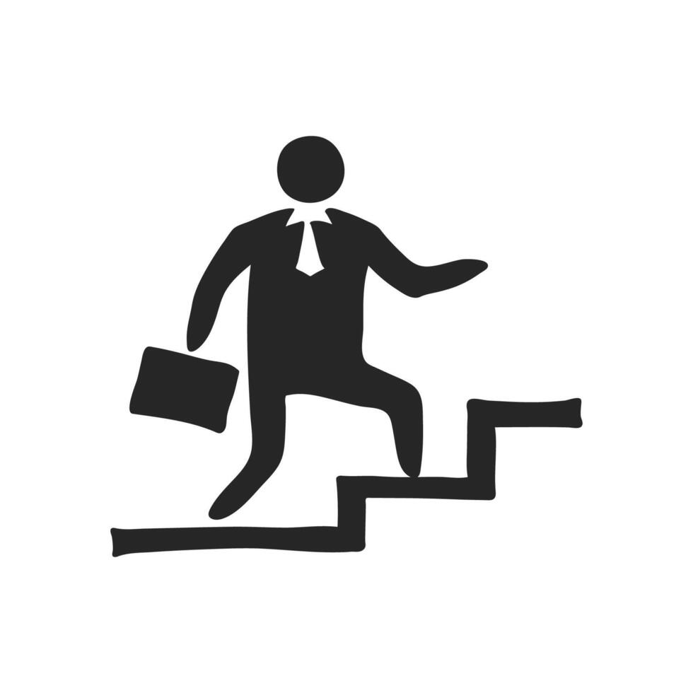 Hand drawn Businessman stairway vector illustration