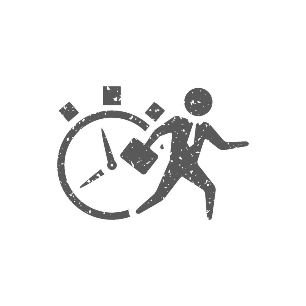 empresario reloj icono en grunge textura vector ilustración