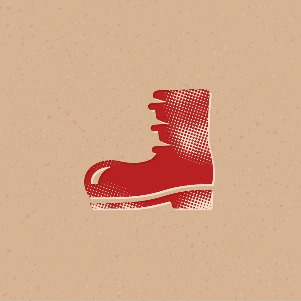 Boot halftone style icon with grunge background vector illustration