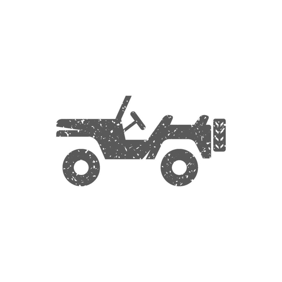 militar vehículo icono en grunge textura vector ilustración