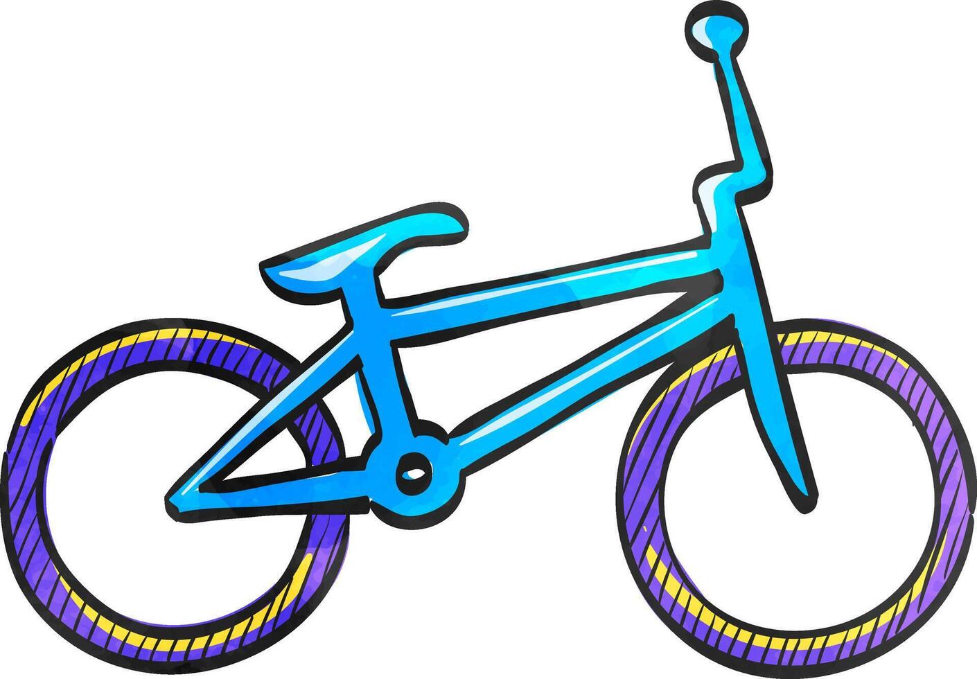 BMX bicycle icon in color drawing. Sport race park play tricks jump kids vector