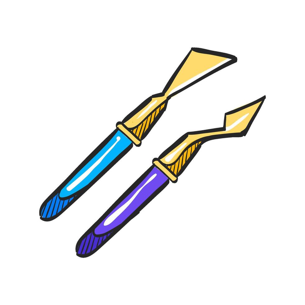 Painting spatula icon in hand drawn color vector illustration