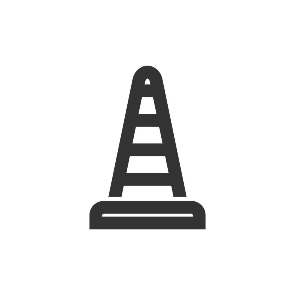 Traffic cone icon in thick outline style. Black and white monochrome vector illustration.