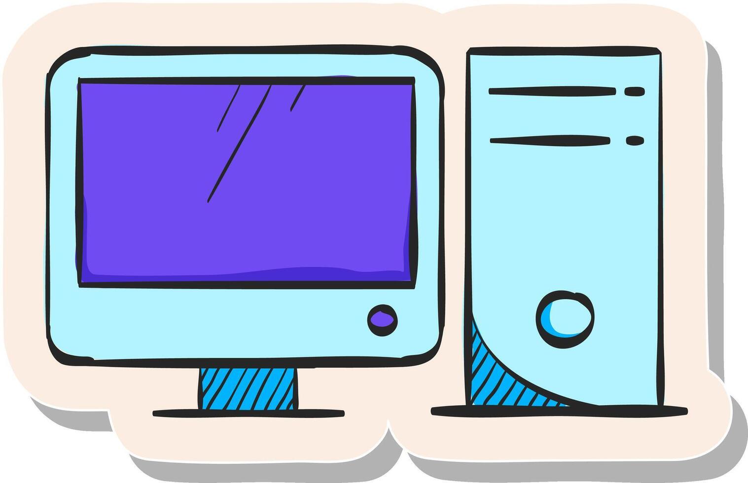 Hand drawn Online education icon in sticker style vector illustration