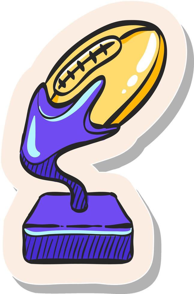 Hand drawn American football trophy icon in sticker style vector illustration