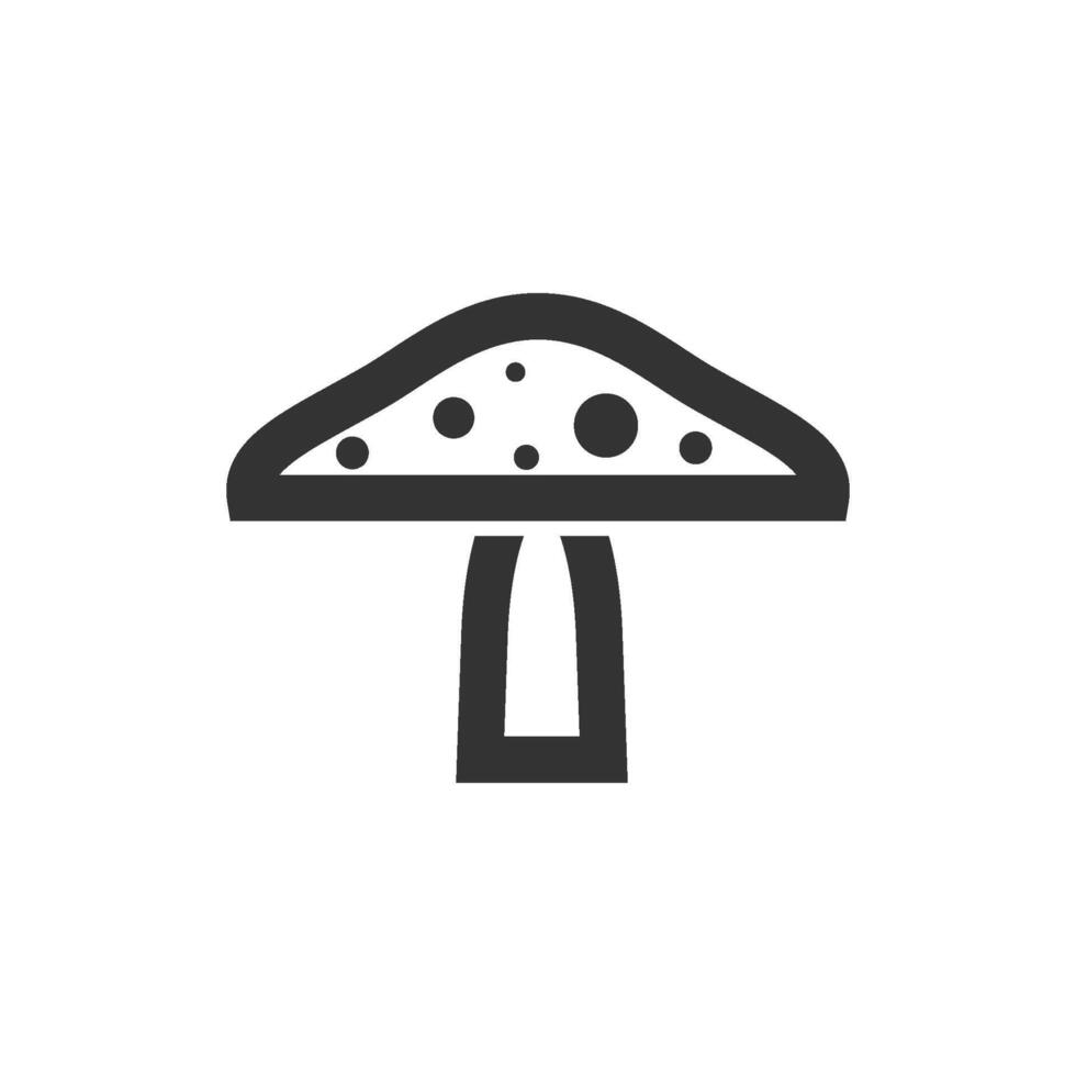 Mushroom icon in thick outline style. Black and white monochrome vector illustration.