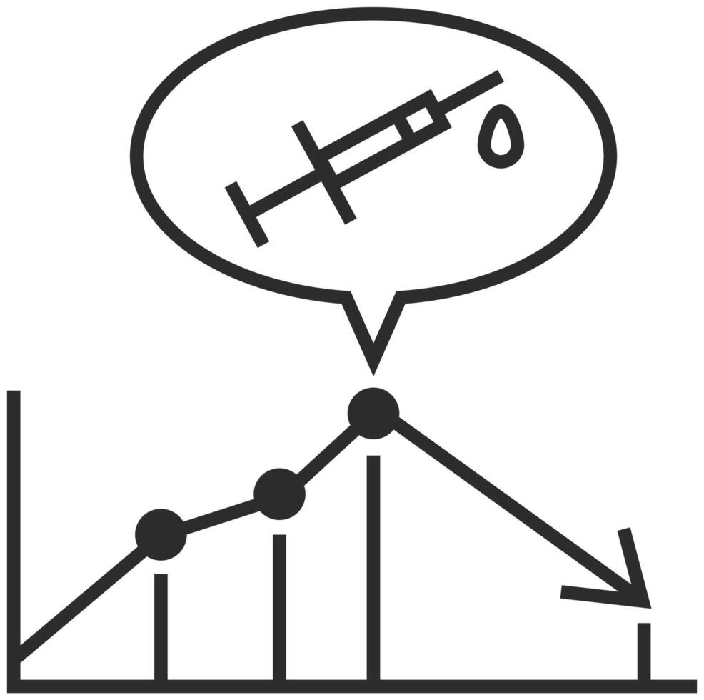 Vaccination data chart concept icon in thin outline. Vector illustration.