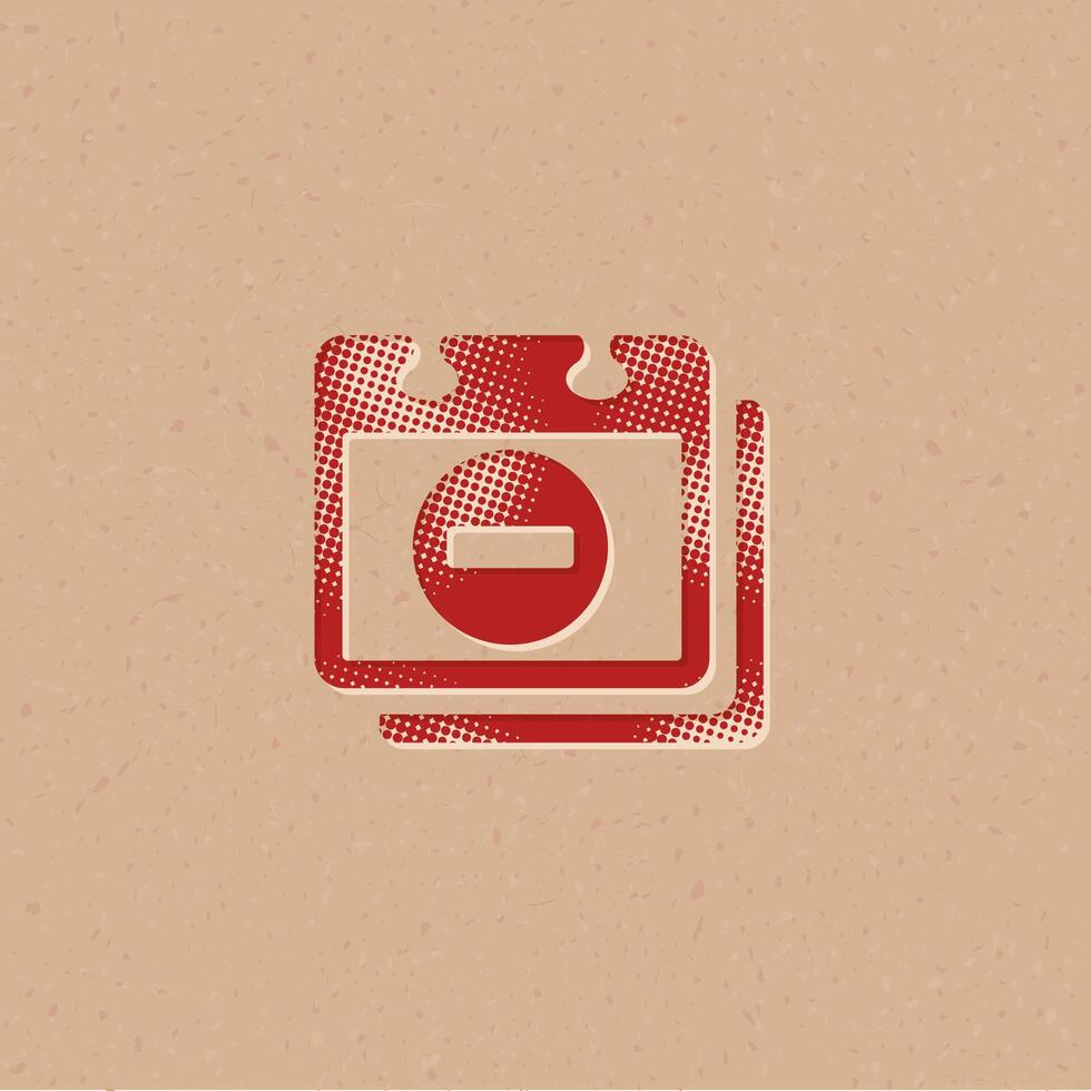 Unavailable label halftone style icon with grunge background vector illustration