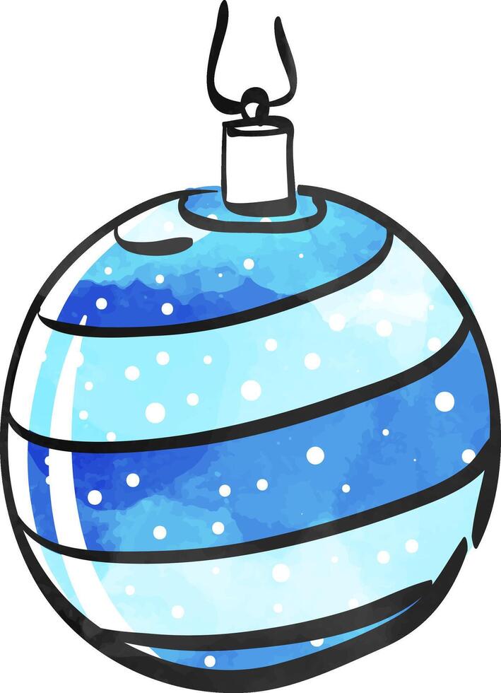 Christmas ball icon in color drawing. Season greeting December merry decoration vector