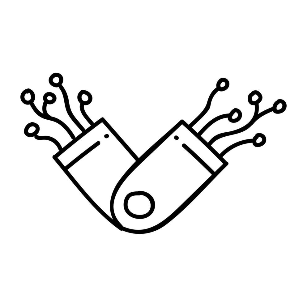 Robot icon. Hand drawn vector illustration. Editable line stroke.