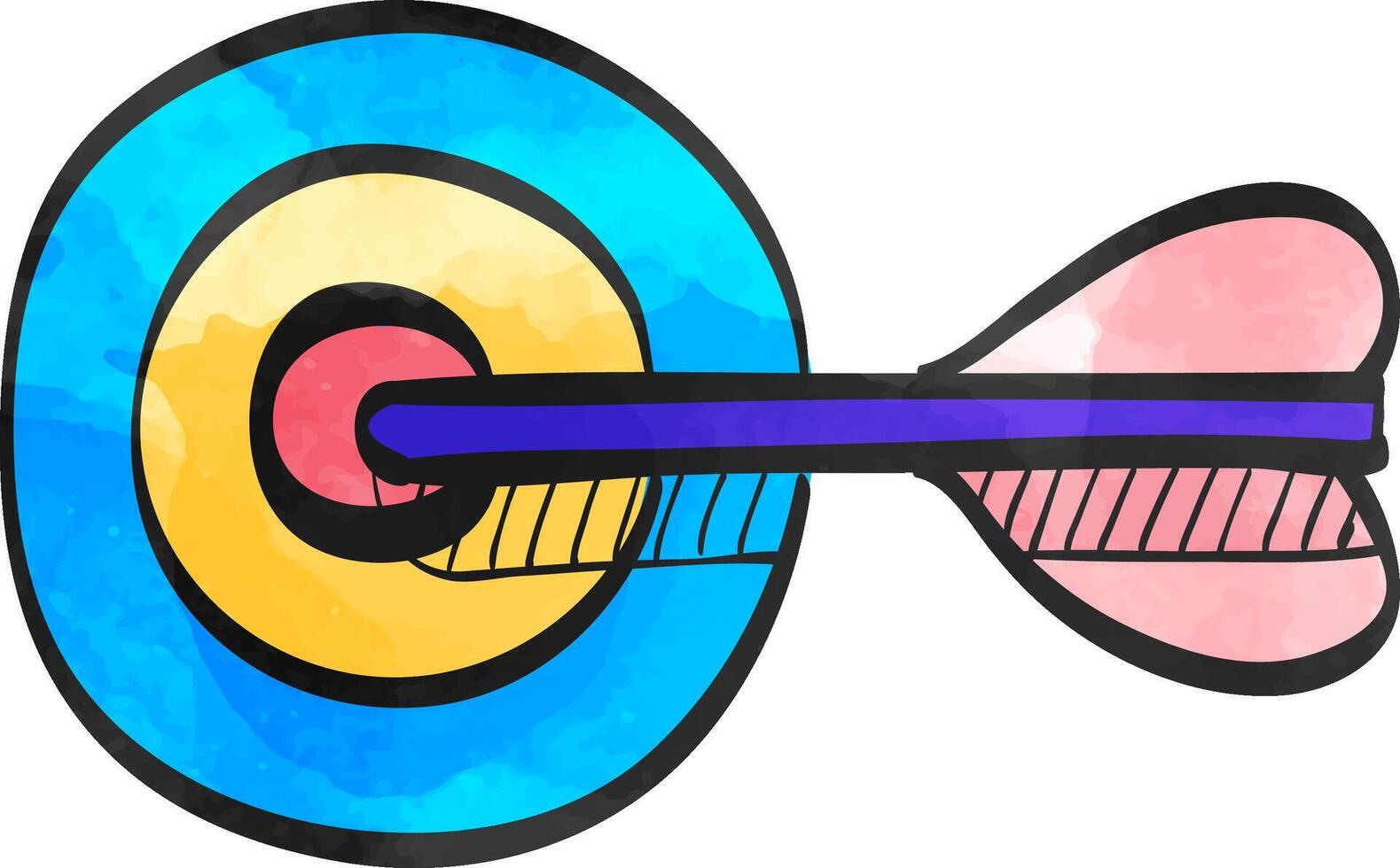 Arrow bullseye icon in watercolor style. vector