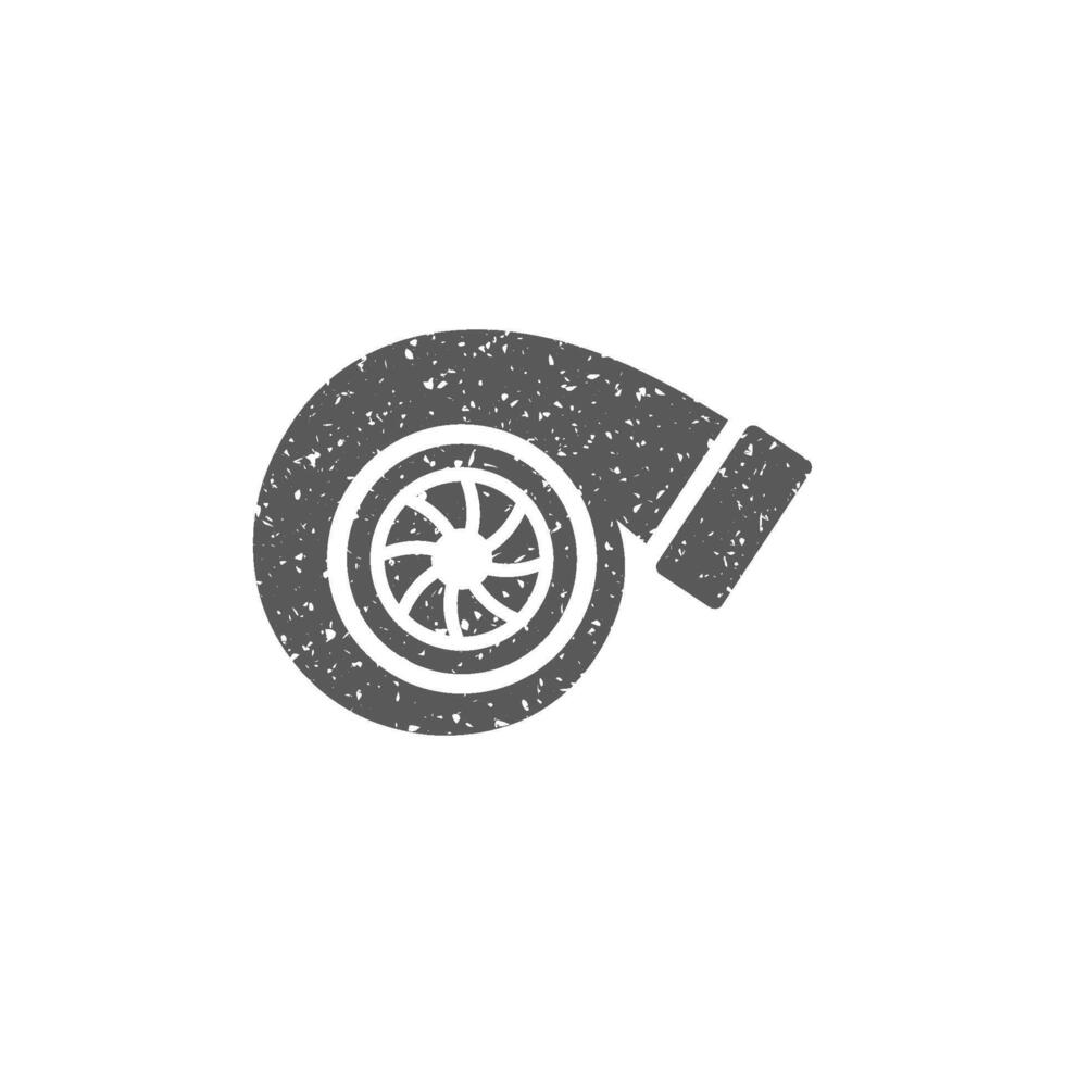 Turbo charger icon in grunge texture vector illustration