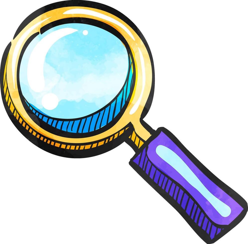 Magnifier icon in watercolor style. vector