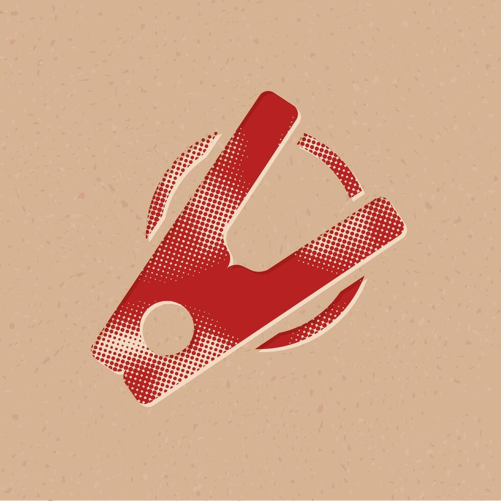 Clamp tool halftone style icon with grunge background vector illustration