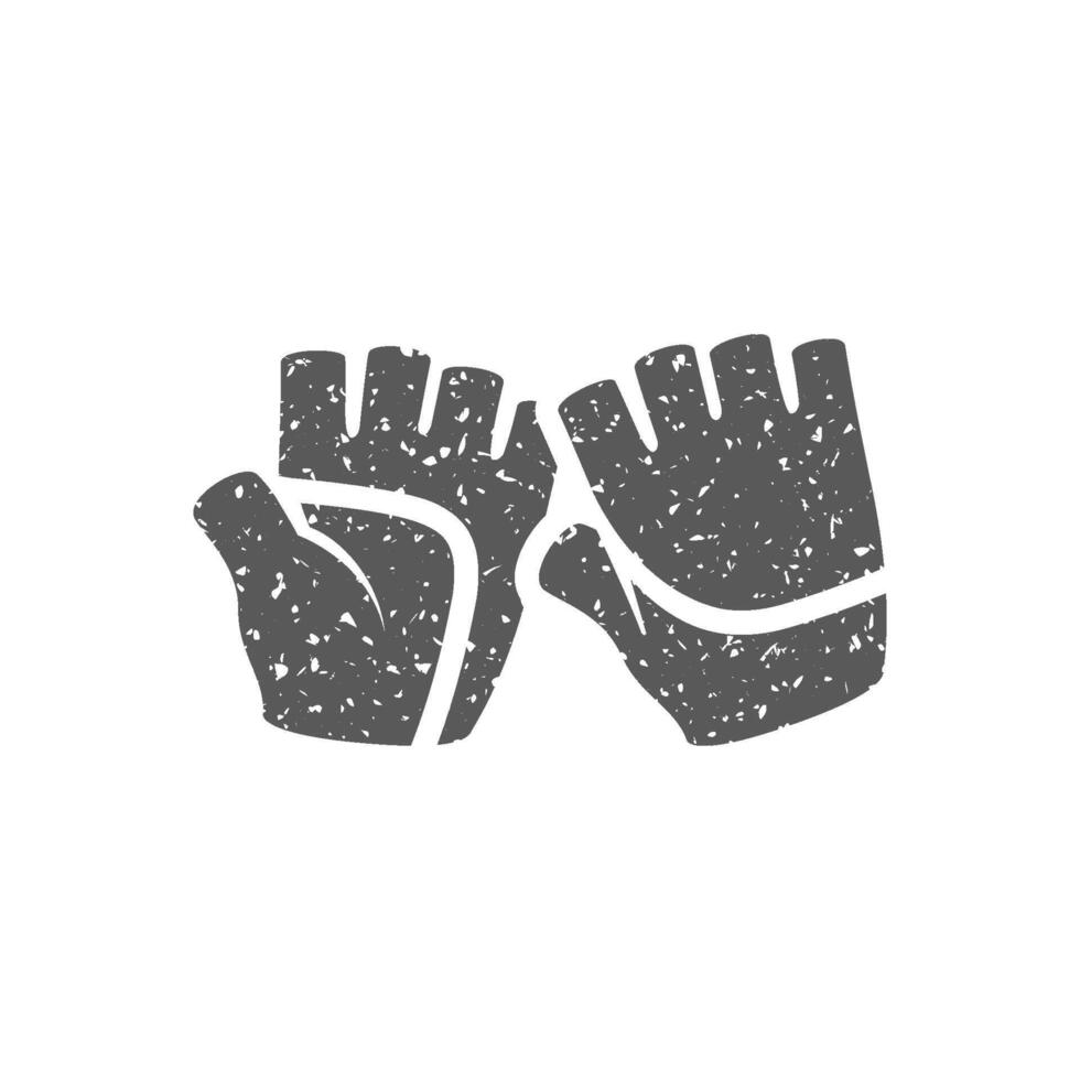 Sport gloves icon in grunge texture vector illustration