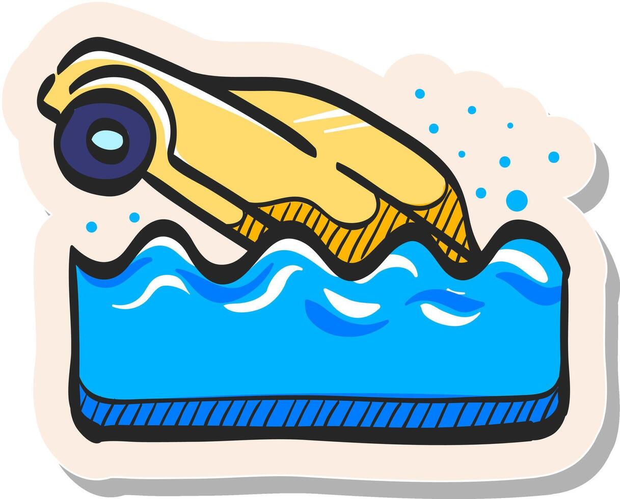 Hand drawn Drowned car icon in sticker style vector illustration