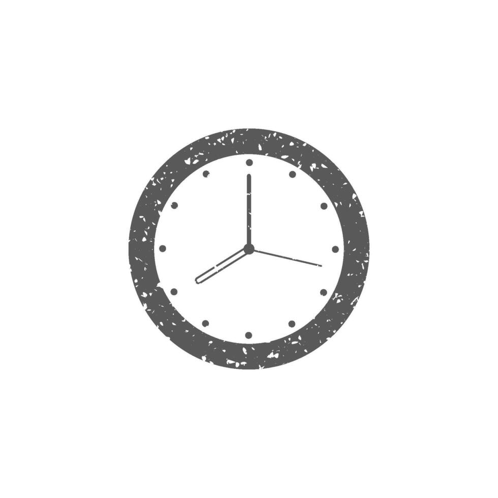 Clock icon in grunge texture vector illustration