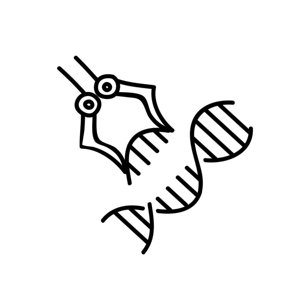 Artificially modified DNA strains icon. Hand drawn vector illustration. Editable line stroke.