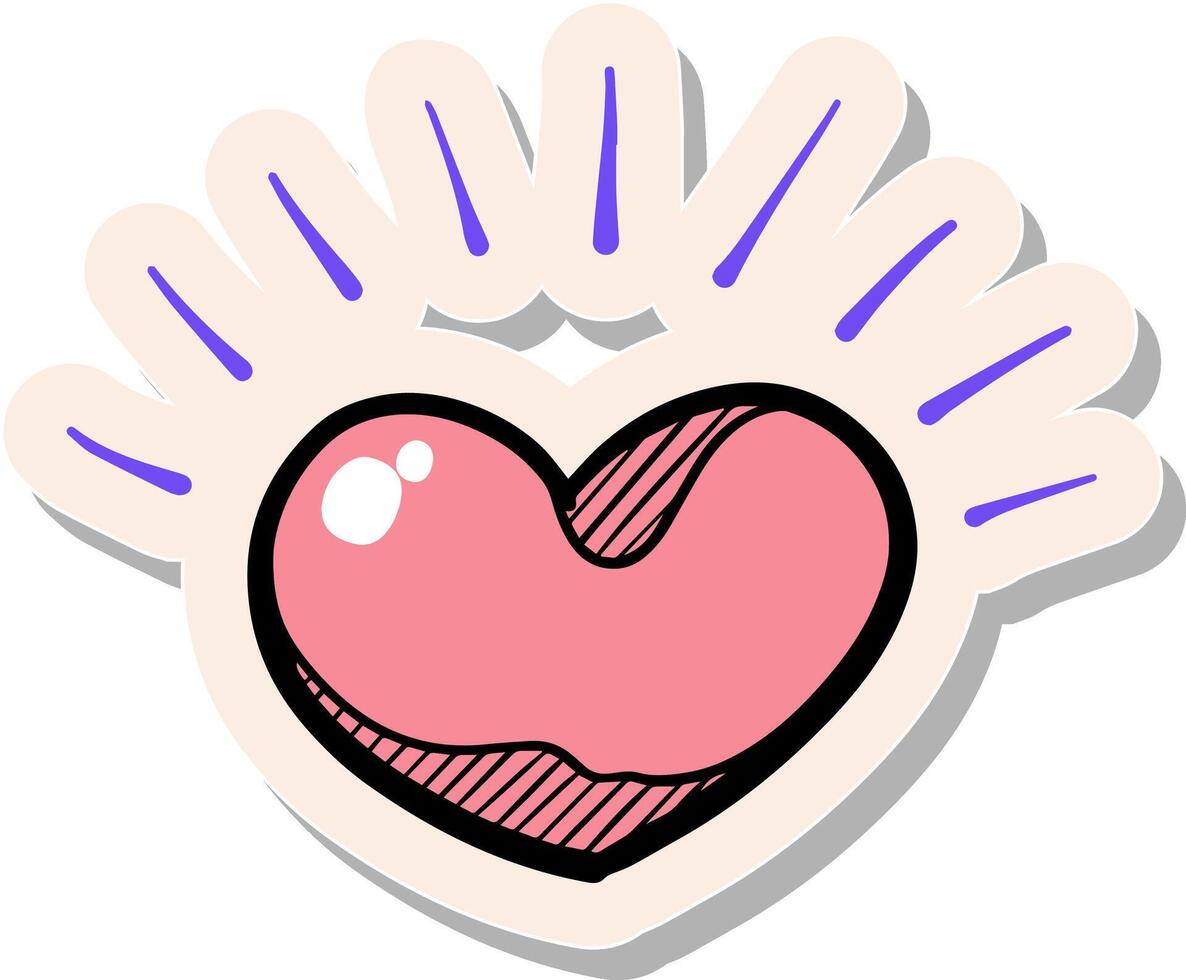 Hand drawn heart shape in sticker style vector illustration