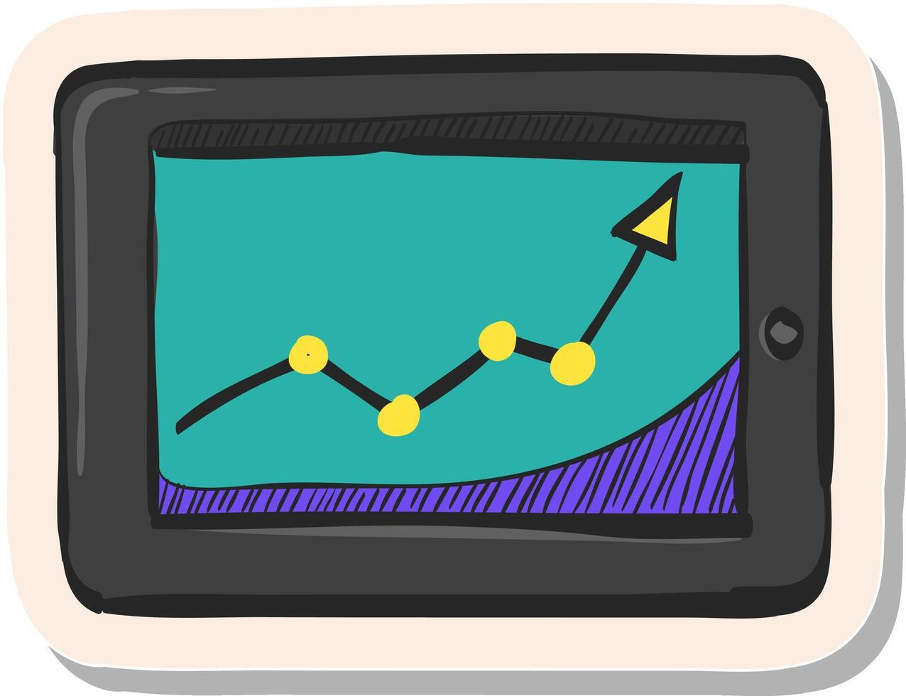 Hand drawn Arrow chart icon in sticker style vector illustration