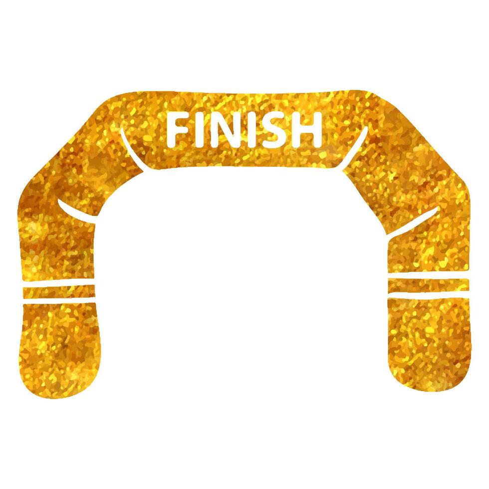 Hand drawn Finish line icon in gold foil texture vector illustration