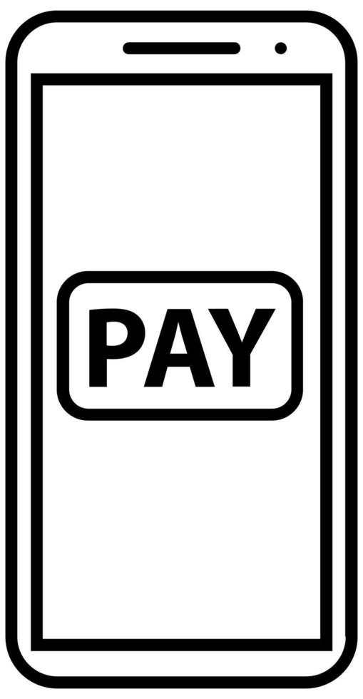 Mobile payment icon in thin outline. Vector illustration.