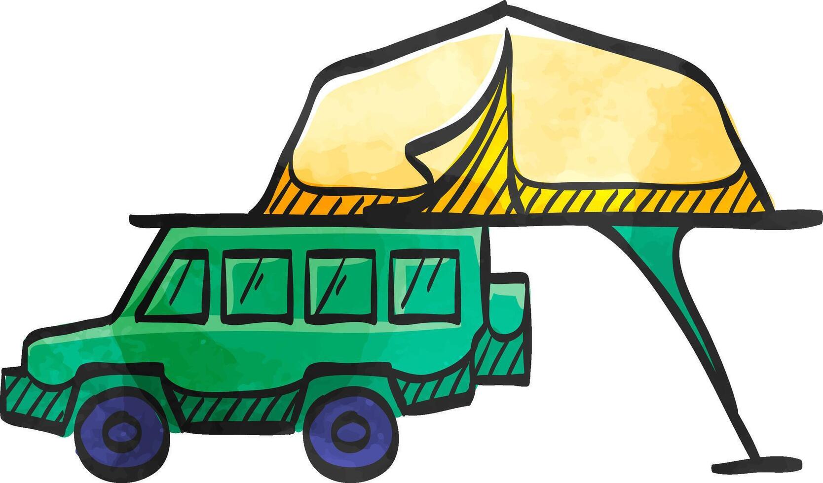 Portable camping tent icon in watercolor style. vector