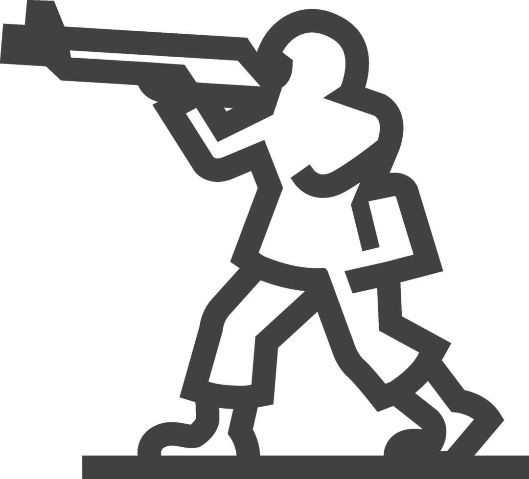 Toy soldier icon in thick outline style. Black and white monochrome vector illustration.