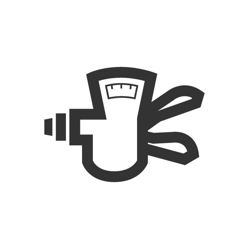 Bicycle shifter icon in thick outline style. Black and white monochrome vector illustration.