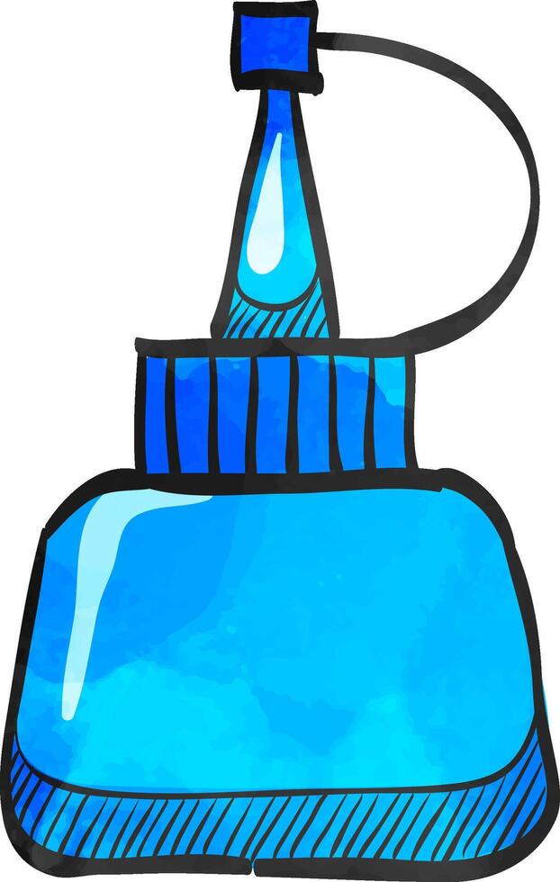 Ketchup bottle icon in watercolor style. vector