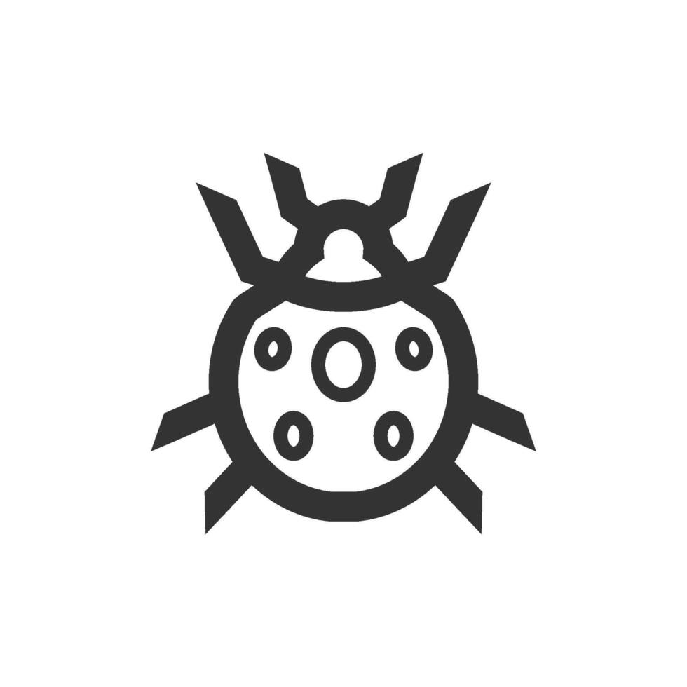 Bug icon in thick outline style. Black and white monochrome vector illustration.