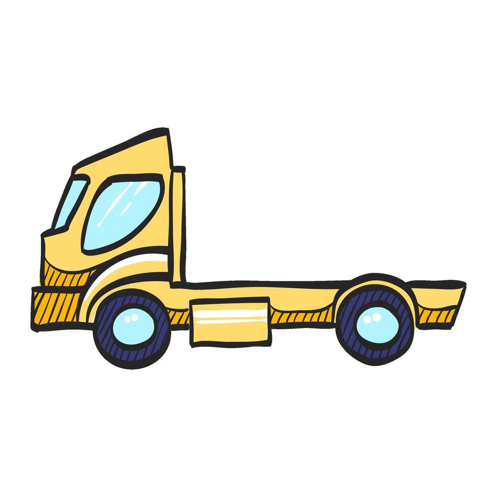 Empty container lift truck icon in hand drawn color vector illustration