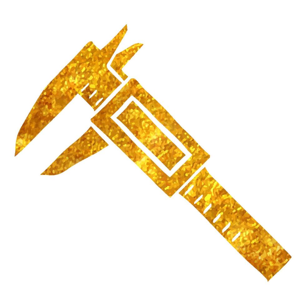 Hand drawn Digital caliper icon in gold foil texture vector illustration