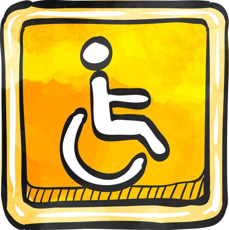 Disabled access icon in color drawing. Road building wheelchair care vector