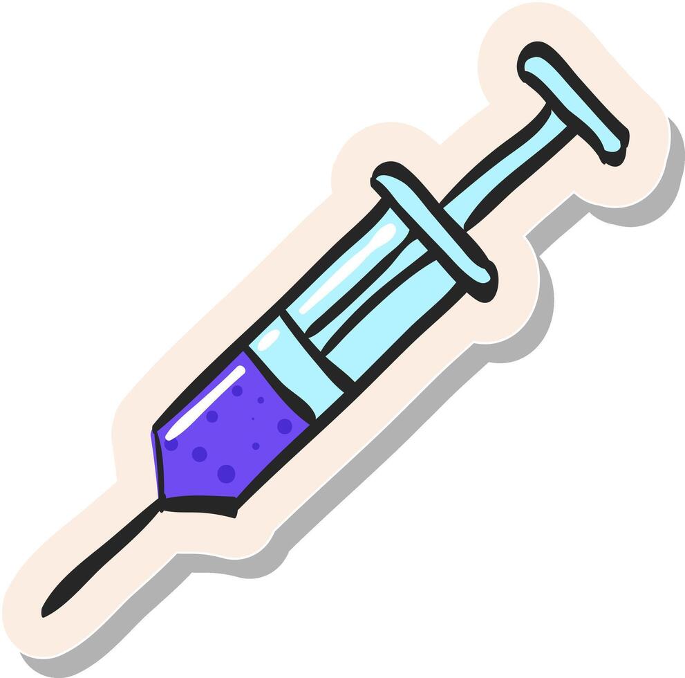 Hand drawn sticker style icon Syringe vector
