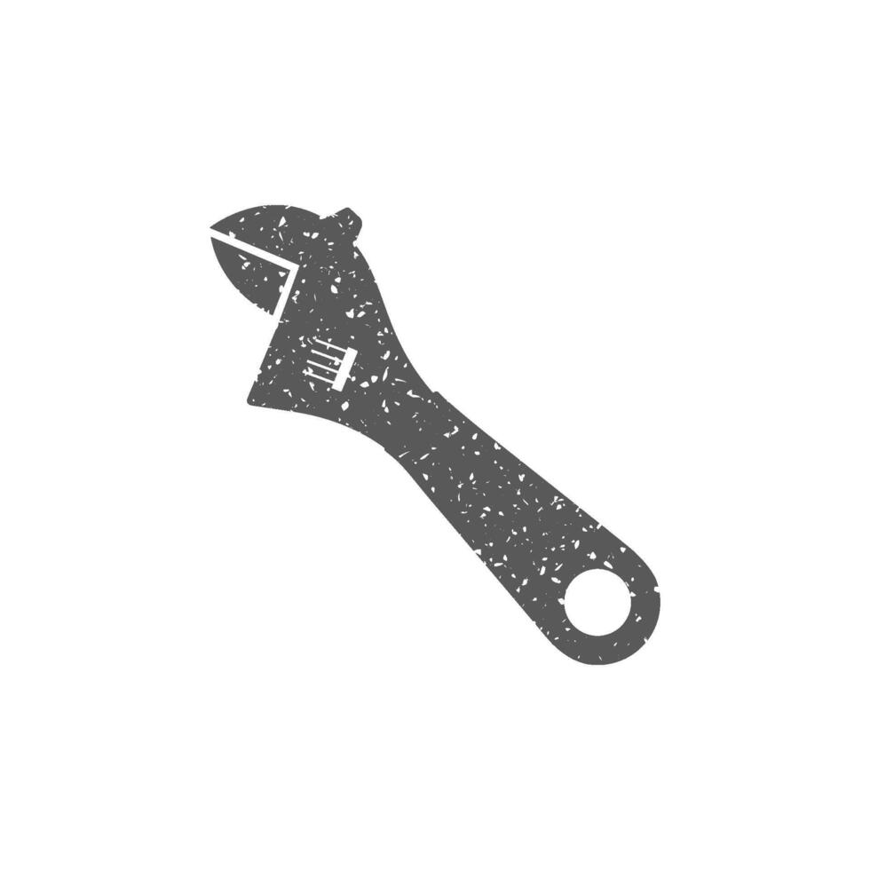 Wrench icon in grunge texture vector illustration