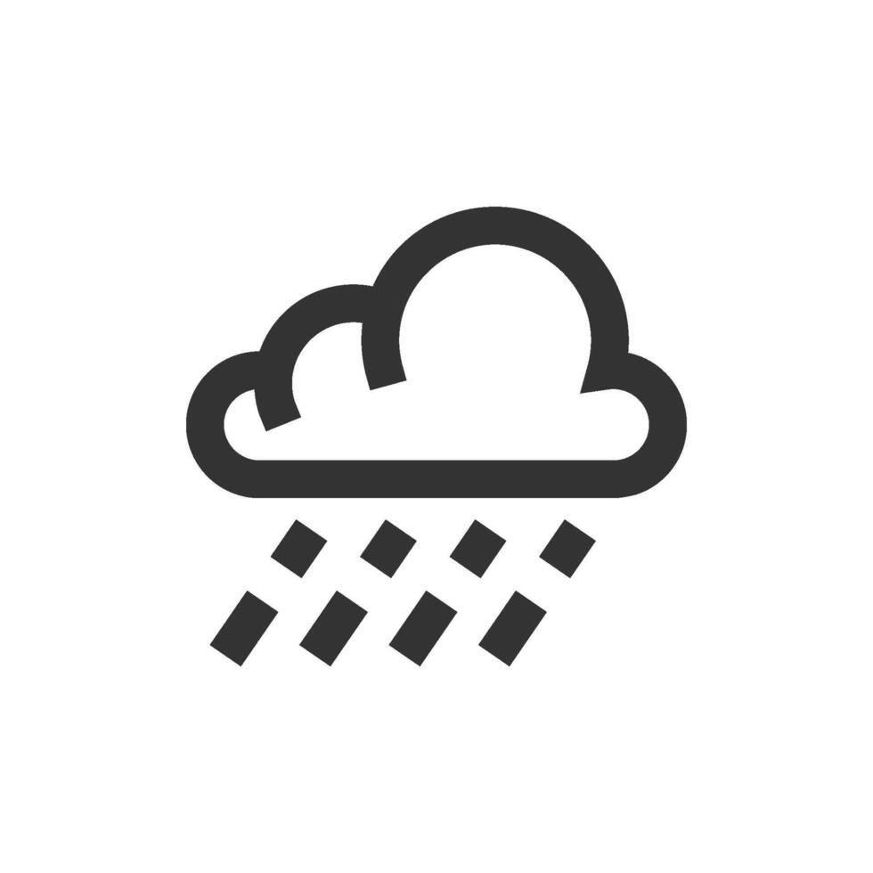 Rain cloud icon in thick outline style. Black and white monochrome vector illustration.