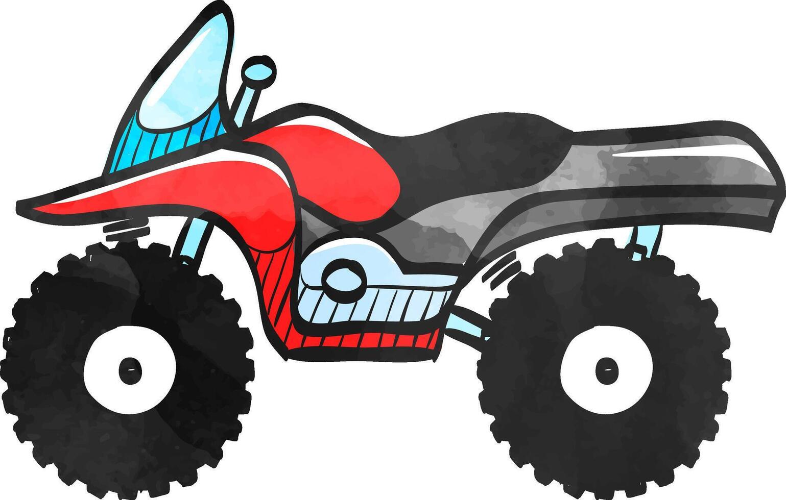 All terrain vehicle icon in color drawing. Rally offroad desert extreme sport outdoor vector