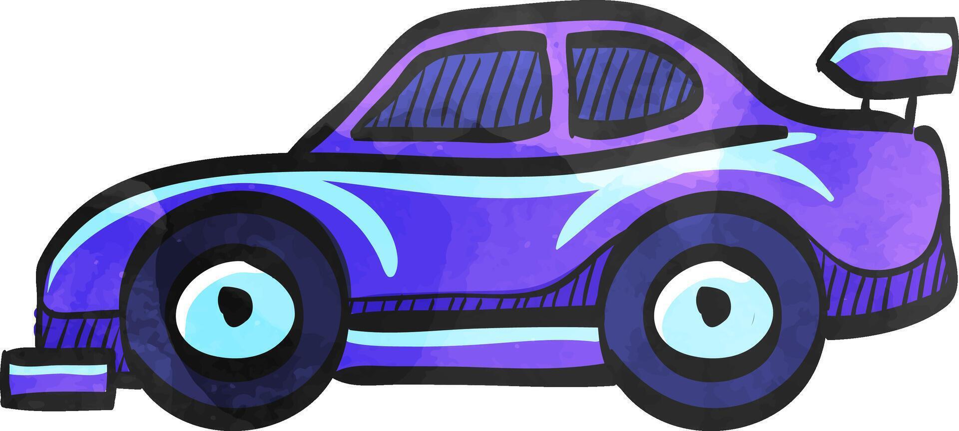 Race car icon in watercolor style. vector