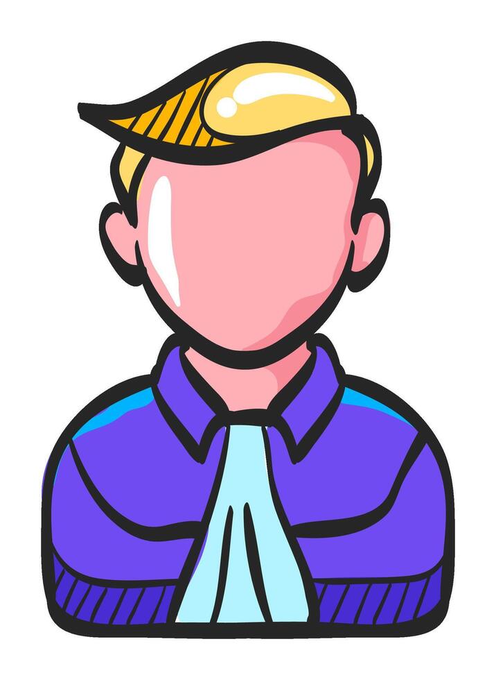 Judge avatar icon in hand drawn color vector illustration